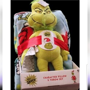 Grinch Plush Pillow &  Throw Set》 New